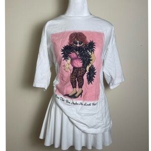 White T-Shirt with Pink Graphic